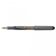 Ручка перьевая PILOT V-Pen, ЧЕРНАЯ, корпус серый, линия письма 0,58мм, SVP-4M B