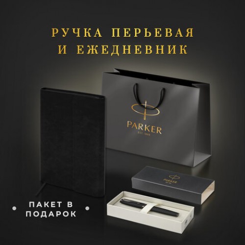 Ручка перьевая PARKER IM Achromatic Black BT, ежедневник А5 черный, пакет, 880901