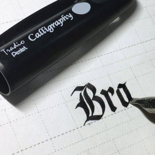 Ручка перьевая PENTEL (Япония) Tradio Calligraphy, корпус черный, линия письма 1,4 мм, черная, TRC1-14A