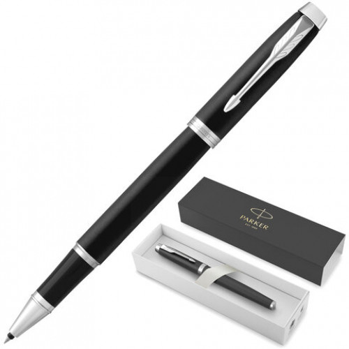 Ручка-роллер PARKER IM Essential Muted Black CT, корпус черный матовый, хромированные детали, черная, 2143634