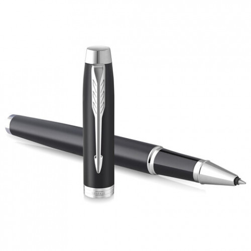 Ручка-роллер PARKER IM Essential Muted Black CT, корпус черный матовый, хромированные детали, черная, 2143634