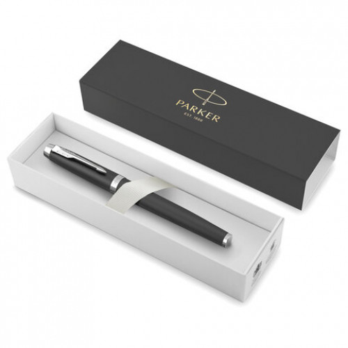 Ручка-роллер PARKER IM Essential Muted Black CT, корпус черный матовый, хромированные детали, черная, 2143634