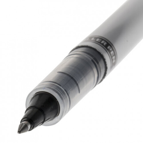 Ручка-роллер BRAUBERG Flagman, ЧЕРНАЯ, корпус серебристый, хромированные детали, узел 0,5 мм, линия письма 0,3 мм, 141555