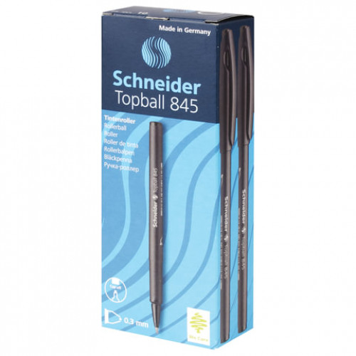 Ручка-роллер SCHNEIDER (Германия) Topball 845, ЧЕРНАЯ, корпус с печатью, узел 0,5 мм, линия письма 0,3 мм, 184501