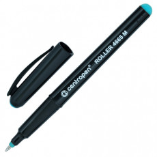 Ручка-роллер CENTROPEN, ЗЕЛЕНАЯ, трехгранная, корпус черный, узел 0,7 мм, линия письма 0,6 мм, 4665/1З