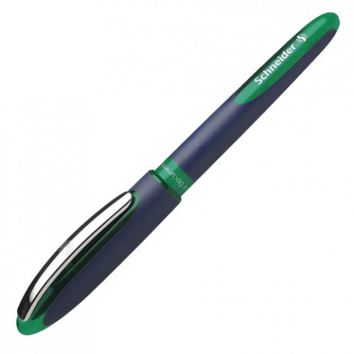 Ручка-роллер SCHNEIDER One Business, ЗЕЛЕНАЯ, корпус темно-синий, узел 0,8 мм, линия письма 0,6 мм, 183004