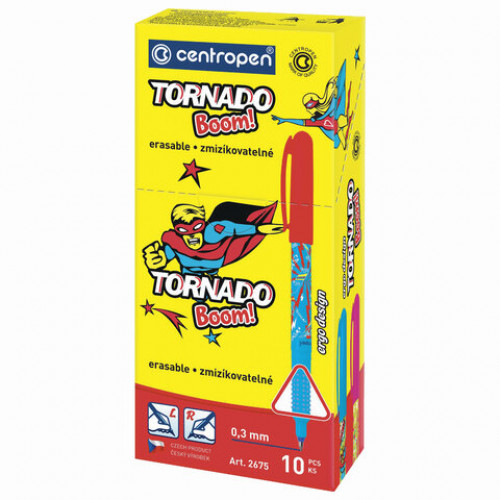 Ручка-роллер СИНЯЯ CENTROPEN Tornado Boom, корпус с печатью, 0,5 мм, линия 0,3 мм, 2675, 3 2675 1005