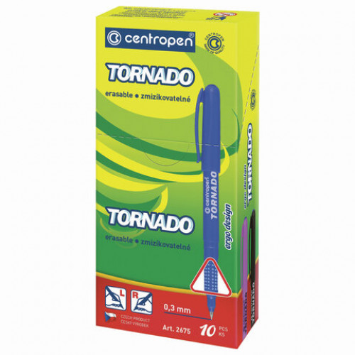 Ручка-роллер СИНЯЯ CENTROPEN Tornado Original, корпус ассорти, узел 0,5 мм, линия письма 0,3 мм, 2675, 3 2675 1004