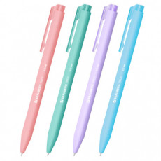 Ручка шариковая автоматическая BRAUBERG TRIOS PASTEL COLOR, СИНЯЯ, корпус ассорти, пишущий узел 0,5 мм, линия письма 0,3 мм, 144496