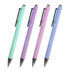 Ручка шариковая автоматическая BRAUBERG VIVID PASTEL, корпус soft-touch, СИНЯЯ, пишущий узел 0,7 мм, линия письма 0,35 мм, 144404