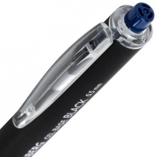 Ручка шариковая автоматическая BRAUBERG OIL-BASE BLACK, СИНЯЯ, пишущий узел 0,5 мм, линия письма 0,35 мм, 144499