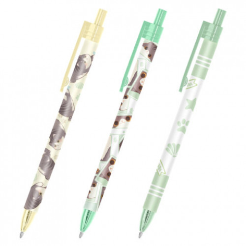 Ручка шариковая автоматическая с принтом, кросс-серия МИЛЫЕ КОТЫ, BRAUBERG, корпус soft-touch, СИНЯЯ, узел 0,7 мм, линия 0,35 мм, 144479