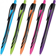 Ручка шариковая автоматическая BRAUBERG ULTRA COLOR NEON, soft-touch, СИНЯЯ, пишущий узел 0,7 мм, линия письма 0,35 мм, 144203