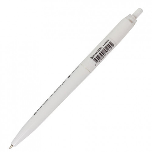 Ручка шариковая масляная автоматическая BRAUBERG Sky White, СИНЯЯ, клип ассорти, узел 0,7 мм, линия письма 0,35 мм, 142950