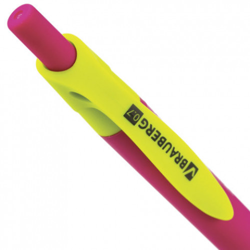 Ручка шариковая масляная автоматическая BRAUBERG FRUITY RX, СИНЯЯ, soft-touch, узел 0,7 мм, линия письма 0,35 мм, 142656
