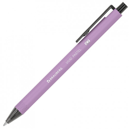 Ручки шариковые автоматические BRAUBERG VIVID PASTEL, СИНИЕ, НАБОР 4 ШТУКИ, soft-touch, пишущий узел 0,7 мм, линия письма 0,35 мм, 144408