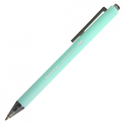 Ручка шариковая автоматическая BRAUBERG VIVID PASTEL, корпус soft-touch, СИНЯЯ, пишущий узел 0,7 мм, линия письма 0,35 мм, 144404