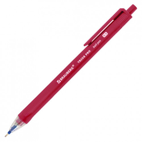 Ручка шариковая автоматическая BRAUBERG TRIOS PRO COLOR, СИНЯЯ, трехгранный корпус, пишущий узел 0,5 мм, линия письма 0,35 мм, 144464