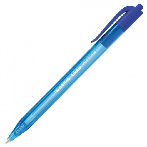 Ручка шариковая автоматическая PAPER MATE Inkjoy 100 RT, СИНЯЯ, корпус синий, узел 1 мм, линия письма 0,7 мм, S0957040