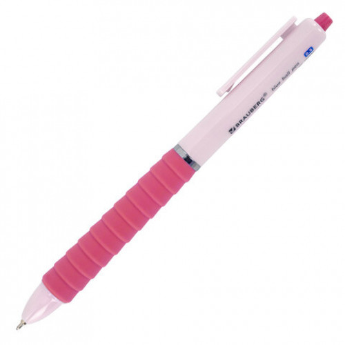 Ручка шариковая автоматическая С УДЛИНЕННЫМ ГРИПОМ BRAUBERG MAXI LONG RT, СИНЯЯ, игольчатый узел 0,5 мм, линия письма 0,35 мм, 144457