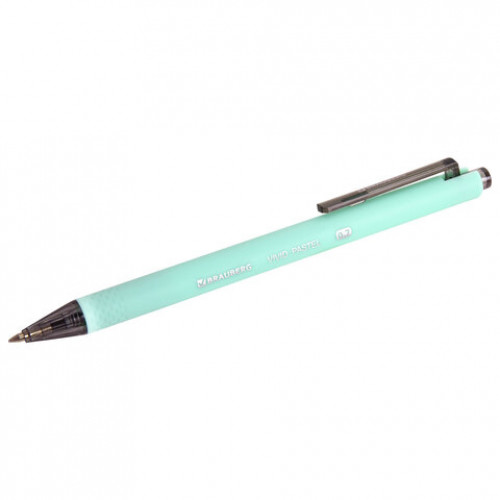 Ручка шариковая автоматическая BRAUBERG VIVID PASTEL, корпус soft-touch, СИНЯЯ, пишущий узел 0,7 мм, линия письма 0,35 мм, 144404