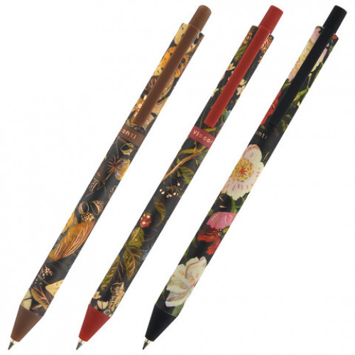 Ручка шариковая автоматическая BRUNO VISCONTI ArtClick, СИНЯЯ, Flora.Black, ассорти, 0,5 мм, 20-0374/01