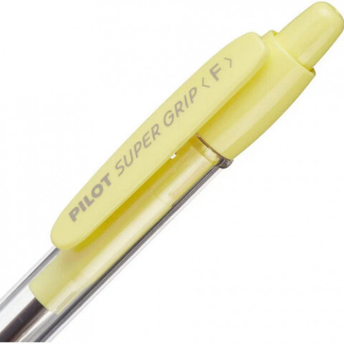 Ручка шариковая автомат. с грипом PILOT Super Grip, СИНЯЯ, желтые детали, линия 0,21мм, BPGP-10R-F, BPGP-10R-F Y