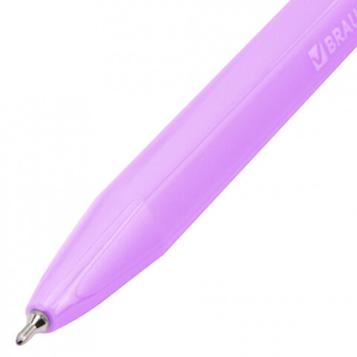 Ручка шариковая автоматическая BRAUBERG TRIOS PASTEL COLOR, СИНЯЯ, корпус ассорти, пишущий узел 0,5 мм, линия письма 0,3 мм, 144496