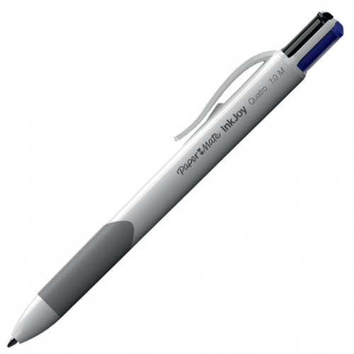 Ручка шариковая автоматическая с грипом PAPER MATE Inkjoy Quatro, 4 цвета ( синий, черный, красный, зеленый), линия письма 1 мм, S0977260