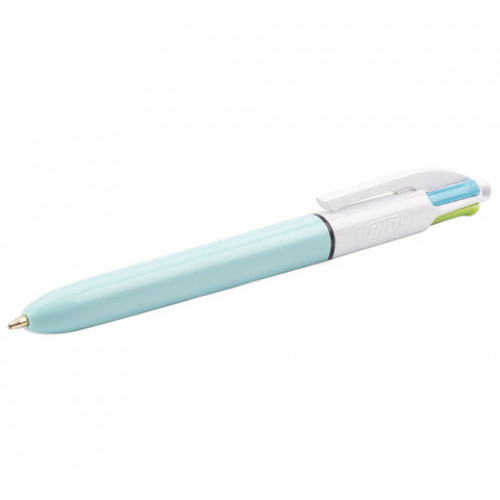 Ручка шариковая автоматическая BIC 4 Colours, 4 цвета (голубой,фиолетовый, розовый, салатовый), узел 1 мм, линия письма 0,32 мм, 887777