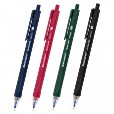 Ручка шариковая автоматическая BRAUBERG TRIOS PRO COLOR, СИНЯЯ, трехгранный корпус, пишущий узел 0,5 мм, линия письма 0,35 мм, 144464