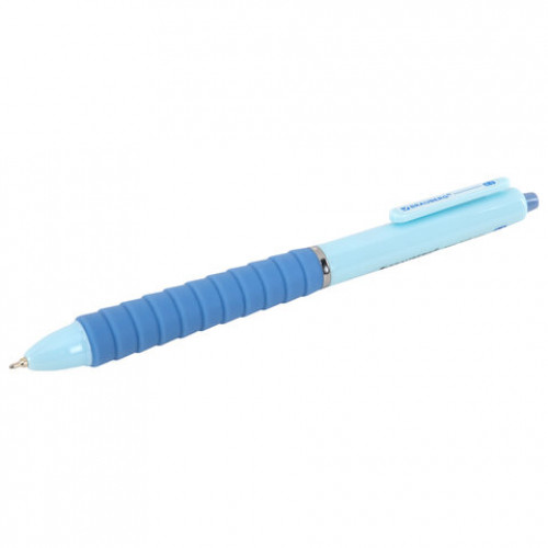 Ручка шариковая автоматическая С УДЛИНЕННЫМ ГРИПОМ BRAUBERG MAXI LONG RT, СИНЯЯ, игольчатый узел 0,5 мм, линия письма 0,35 мм, 144457