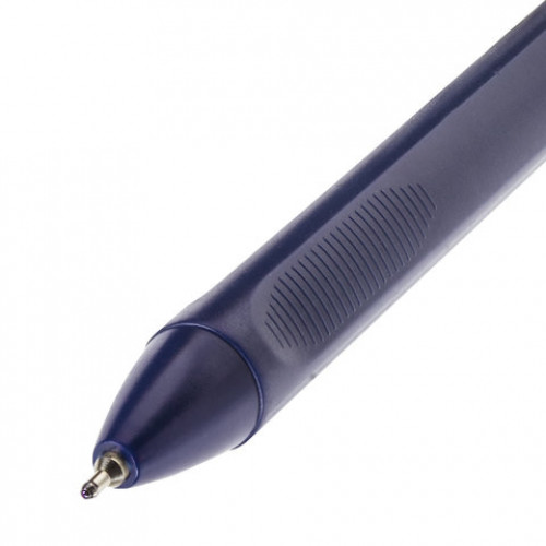 Ручка шариковая масляная автоматическая BRAUBERG Trios, СИНЯЯ, корпус синий, узел 0,7 мм, линия письма 0,35 мм, 142822