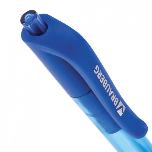Ручка шариковая масляная автоматическая BRAUBERG Extra Glide R Tone, СИНЯЯ, узел 0,7мм, линия письма 0,35 мм, 142934