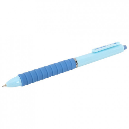 Ручки шариковые автоматические С УДЛИНЕННЫМ ГРИПОМ BRAUBERG MAXI LONG RT, СИНИЕ, НАБОР 4 ШТ, игольчатый узел 0,5 мм, линия 0,35 мм, 144458