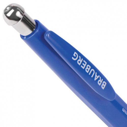 Ручка шариковая автоматическая с грипом BRAUBERG Fast, СИНЯЯ, корпус синий, узел 0,7 мм, линия письма 0,35 мм, 140589