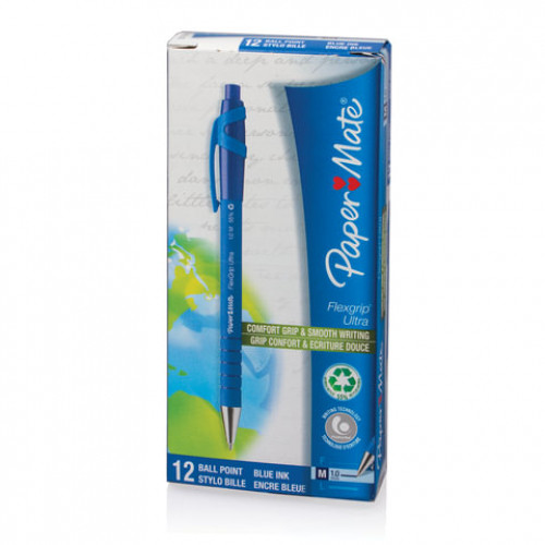 Ручка шариковая автоматическая сгрипом PAPER MATE Flexgrip Ultra RT, СИНЯЯ, soft-touch, узел 1,2 мм, линия письма 1 мм, S0190433
