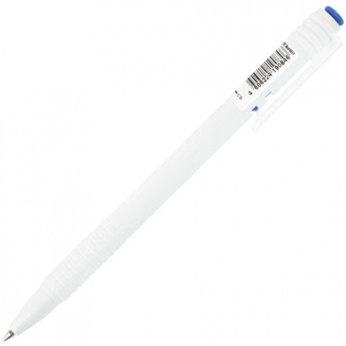 Ручка шариковая масляная автоматическая BRAUBERG White, СИНЯЯ, корпус белый, узел 1 мм, линия письма 0,5 мм, 142713