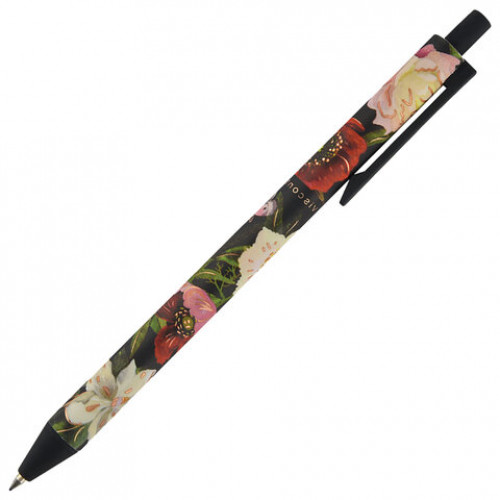Ручка шариковая автоматическая BRUNO VISCONTI ArtClick, СИНЯЯ, Flora.Black, ассорти, 0,5 мм, 20-0374/01