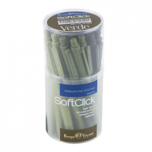 Ручка шариковая автоматическая BRUNO VISCONTI SoftClick Verde, СИНЯЯ, корпус ассорти, 0,5 мм, 20-0403