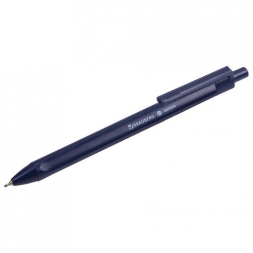 Ручка шариковая масляная автоматическая BRAUBERG Trios, СИНЯЯ, корпус синий, узел 0,7 мм, линия письма 0,35 мм, 142822