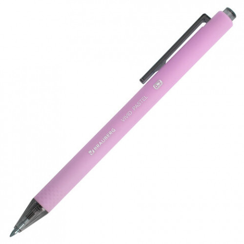 Ручка шариковая автоматическая BRAUBERG VIVID PASTEL, корпус soft-touch, СИНЯЯ, пишущий узел 0,7 мм, линия письма 0,35 мм, 144404