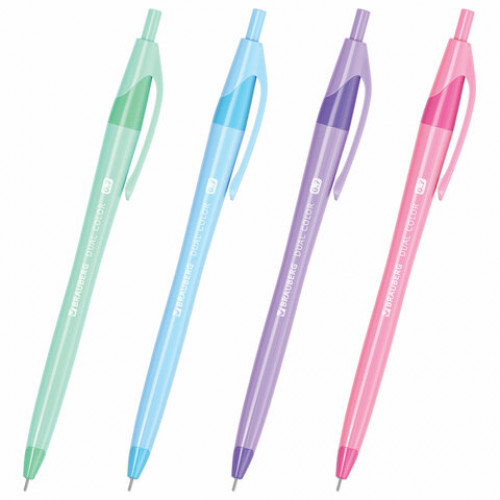 Ручка шариковая автоматическая масляная BRAUBERG DUAL COLOR, СИНЯЯ, игольчатый наконечник 0,7 мм, линия письма 0,35 мм, 144327