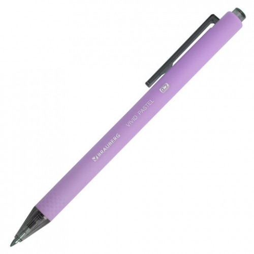 Ручка шариковая автоматическая BRAUBERG VIVID PASTEL, корпус soft-touch, СИНЯЯ, пишущий узел 0,7 мм, линия письма 0,35 мм, 144404