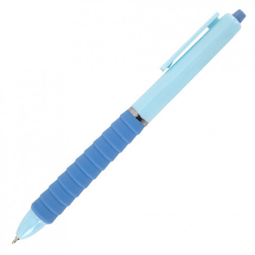 Ручки шариковые автоматические С УДЛИНЕННЫМ ГРИПОМ BRAUBERG MAXI LONG RT, СИНИЕ, НАБОР 4 ШТ, игольчатый узел 0,5 мм, линия 0,35 мм, 144458