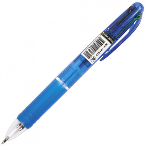 Ручка шариковая автоматическая с грипом BRAUBERG Spectrum, 4 ЦВЕТА (синяя, черная, красная, зеленая), линия письма 0,35мм, 141513