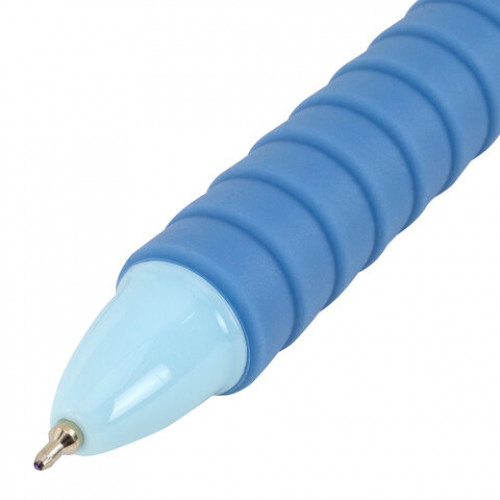 Ручки шариковые автоматические С УДЛИНЕННЫМ ГРИПОМ BRAUBERG MAXI LONG RT, СИНИЕ, НАБОР 4 ШТ, игольчатый узел 0,5 мм, линия 0,35 мм, 144458
