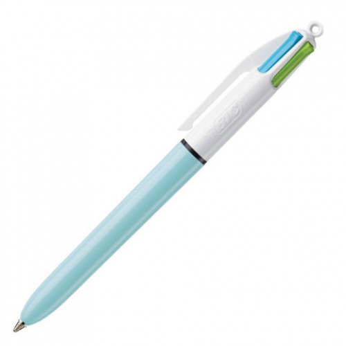 Ручка шариковая автоматическая BIC 4 Colours, 4 цвета (голубой,фиолетовый, розовый, салатовый), узел 1 мм, линия письма 0,32 мм, 887777