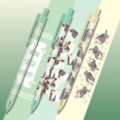 Ручка шариковая автоматическая с принтом, кросс-серия МИЛЫЕ КОТЫ, BRAUBERG, корпус soft-touch, СИНЯЯ, узел 0,7 мм, линия 0,35 мм, 144479