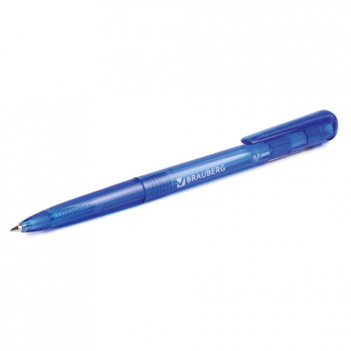 Ручка шариковая автоматическая BRAUBERG Dialog, СИНЯЯ, корпус тонированный синий, узел 0,7 мм, линия письма 0,35 мм, 141509